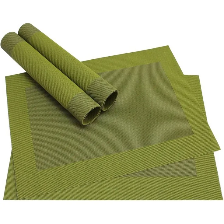 matches21 HOME & HOBBY Platzset Tischset BORDA 4er Olivgrün Tischunterlage als Tischdeko, (4-St), modernes Esstisch Platzdeckchen als abwaschbarer Tischuntersetzer
