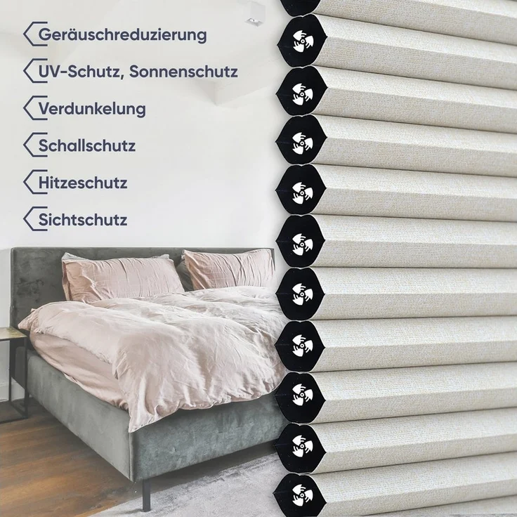 Sekey Wabenplissee Plissee ohne Bohren Verdunkelung Rollo 100% verdunkelnd Blickdicht, verdunkelnd, Klemmfix – Bild 3