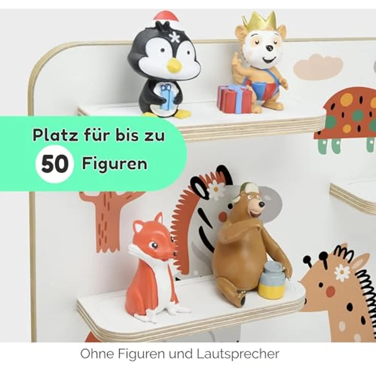 stadtecken Regal für Tonies & Toniebox – Musikbox Wandregal aus 10mm Holz – Platz für 35-50 Figuren mit Magnetfunktion – Handgefertigt – Zum Aufstellen oder Aufhängen (Safari, Groß) – Bild 6