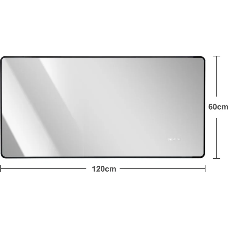 Badezimmerspiegel 3 x 120 x 60 cm, silberfarben, mit dimmbarem LED-Licht und Antibeschlag – Bild 4