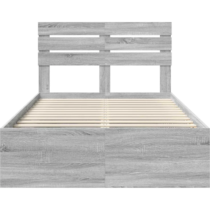 vidaXL Bettrahmen Graues Sonoma 135 x 190 cm Massives Kiefernholz 3411428 – Bild 6