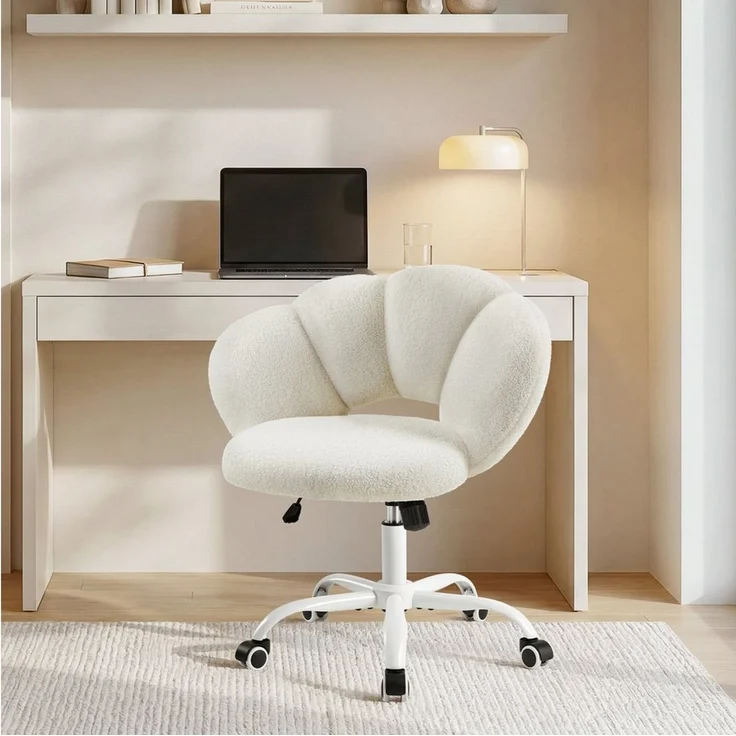 Yaheetech Bürostuhl, höhenverstellbar, Wolkenform, bis 136 kg belastbar, Weiß, 82 x 70 x 60 cm – Bild 1