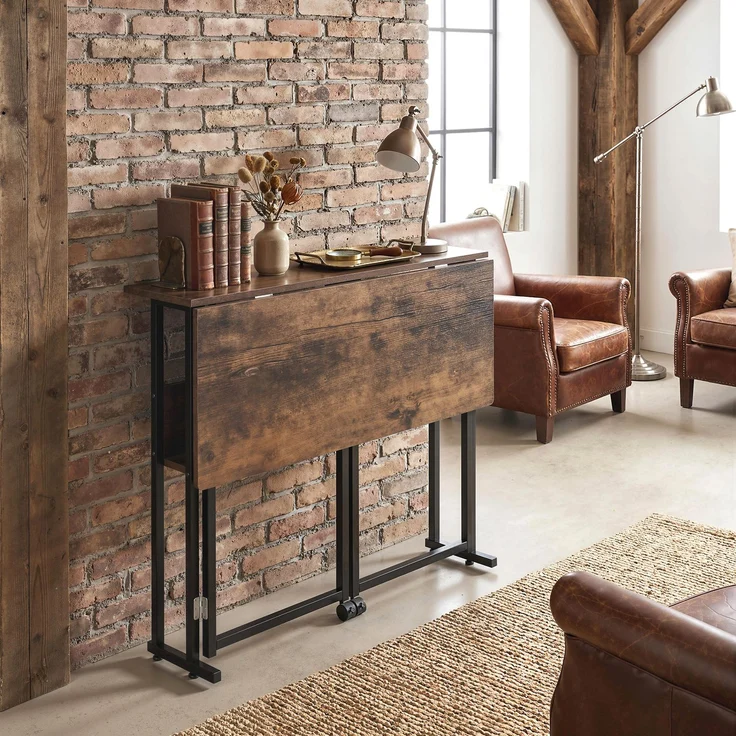 Klappbarer Schreibtisch mit Ablagefach, 80 cm Klapptisch für kleine Räume, Büro, Rustikales Braun--Rustikal-Braun--75x58x80cm--YOUDENOVA – Bild 10