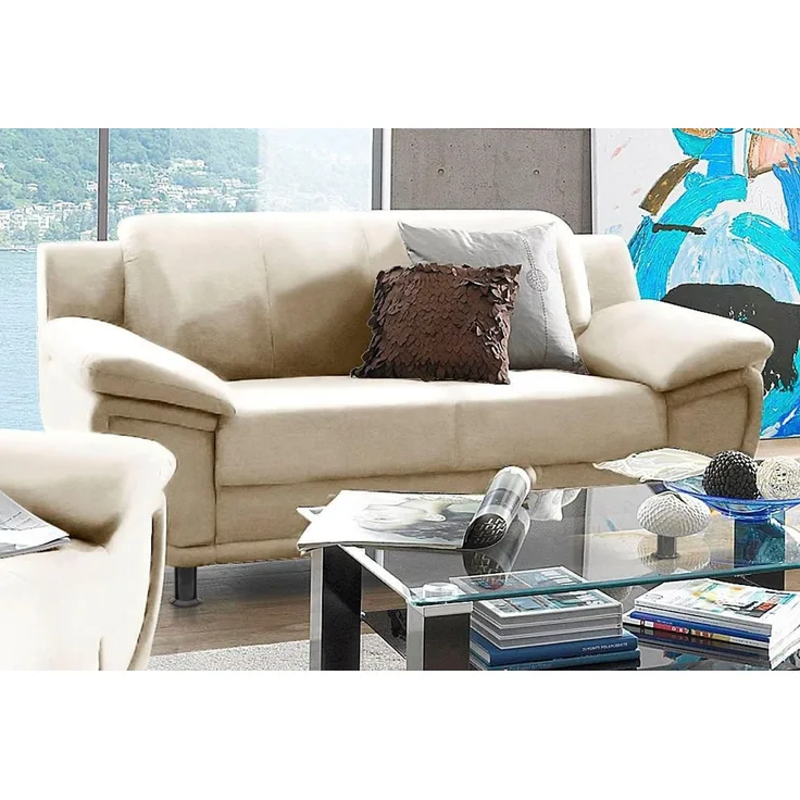TRENDMANUFAKTUR 2-Sitzer Rondo, Breite 178 cm, breite Armlehnen, Füße schwarz, Couch wahlweise mit Federkern und in verschiedenen Bezügen bestellbar