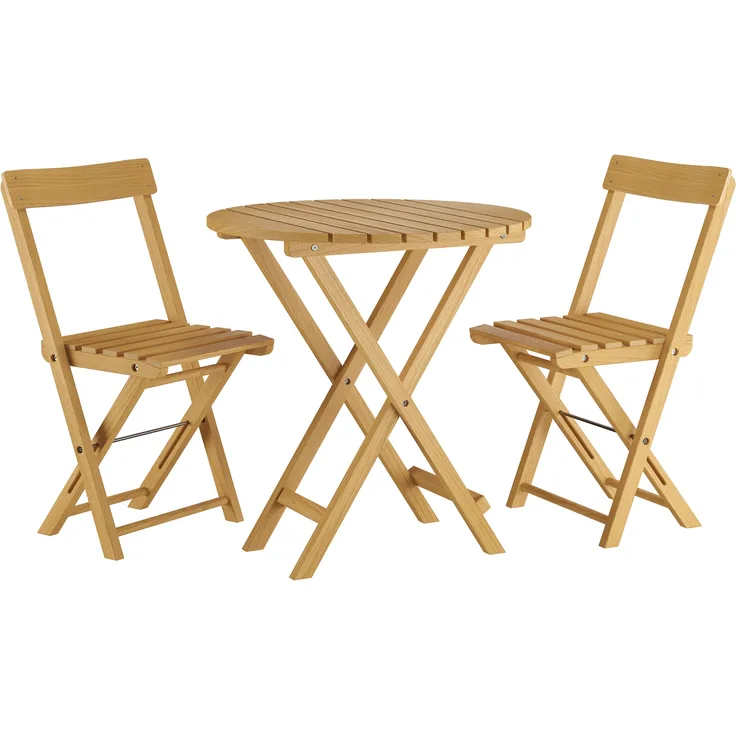 Sitzgruppe, zwei Stühle mit Tisch aus Buche, für Balkon, Garten und Party V-10-213