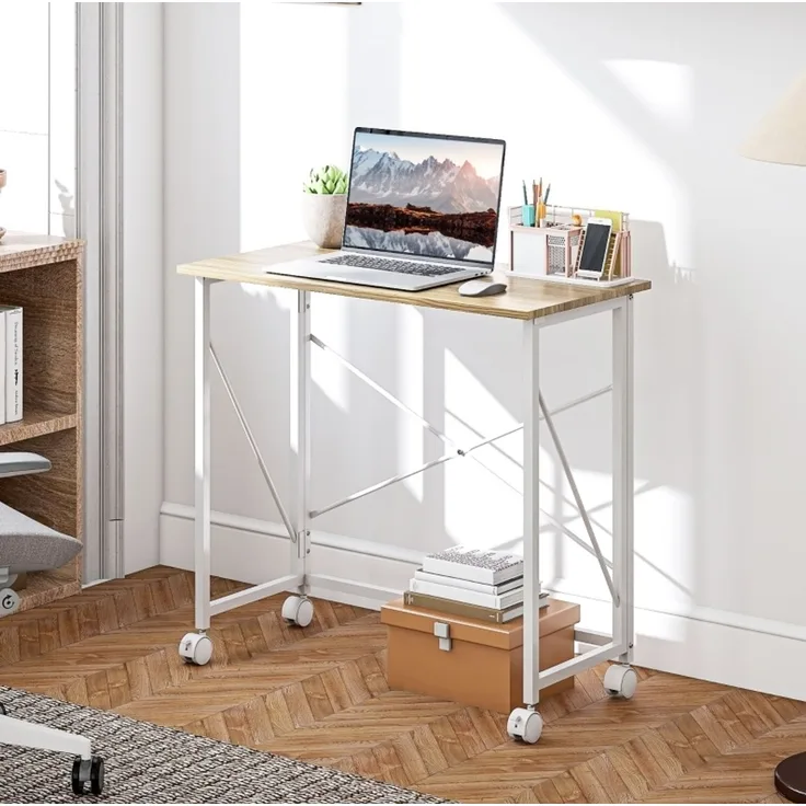 Klappbarer Schreibtisch mit Rollen, 80x40x75 cm, Naturholz