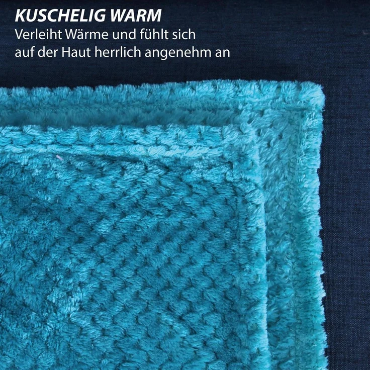 Kuscheldecke "Popcorn" Cashmere Soft-Touch Petrol 150x200 cm – Bild 6