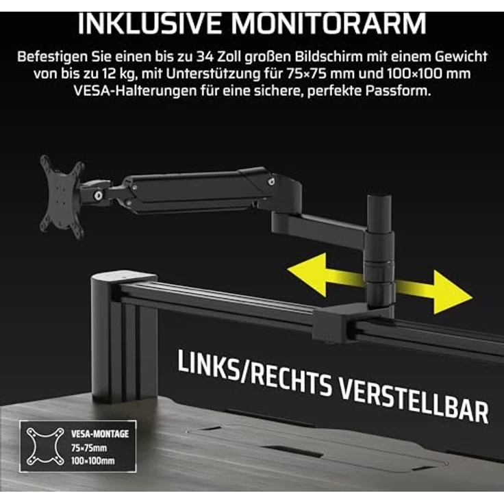 Corsair Platform:4 Elevate, Höhenverstellbarer Gaming-Schreibtisch 120 cm x 76 cm mit elektrischer Verstellung, USB-Anschluss, Monitorarm – Walnuss Dunkel Beize – Bild 5