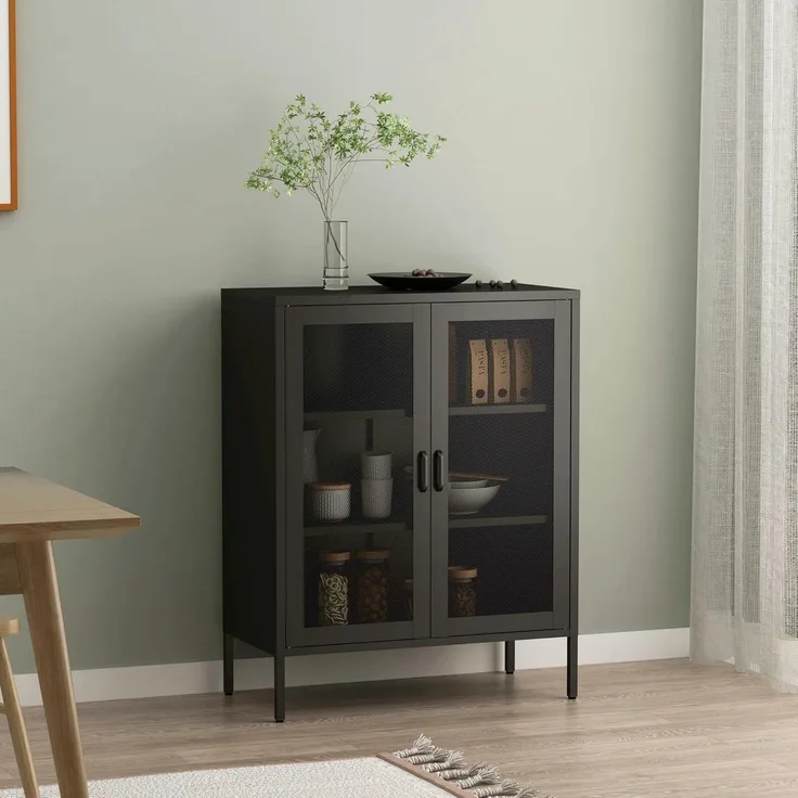 Sideboard Falköping mit Gittertüren Schwarz [en. casa]