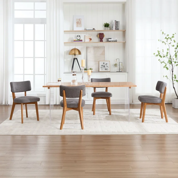 LVHOM 2er Set Esszimmerstühle Leinenstoff, Polsterstuhl aus Massivholz, belastbar bis 200 kg, Stuhl für Esszimmer, Homeoffice & Wohnzimmer, Grau – Bild 10