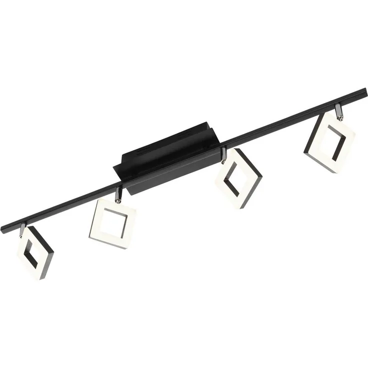 casa NOVA LED Deckenstrahler REAL, 4-flammig, Schwarz, Weiß, Aluminium, Acryl, Dimmfunktion, LED fest integriert, Extra-Warmweiß, B 80 x H 8 x T 18 cm, mit verstellbaren Lampenschirmen