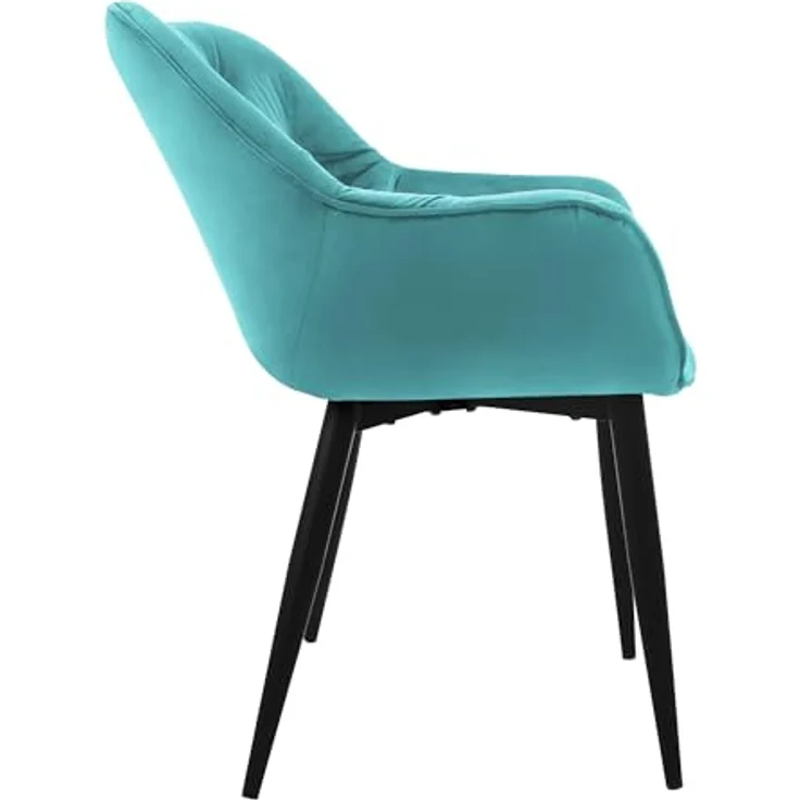 ML-DESIGN Stuhl Esszimmerstuhl mit Rückenlehnen und Armlehnen aus Samt mit Metallbeine (4 St), Ergonomischer Sessel Blau Wohnzimmerstuhl Polsterstuhl – Bild 6