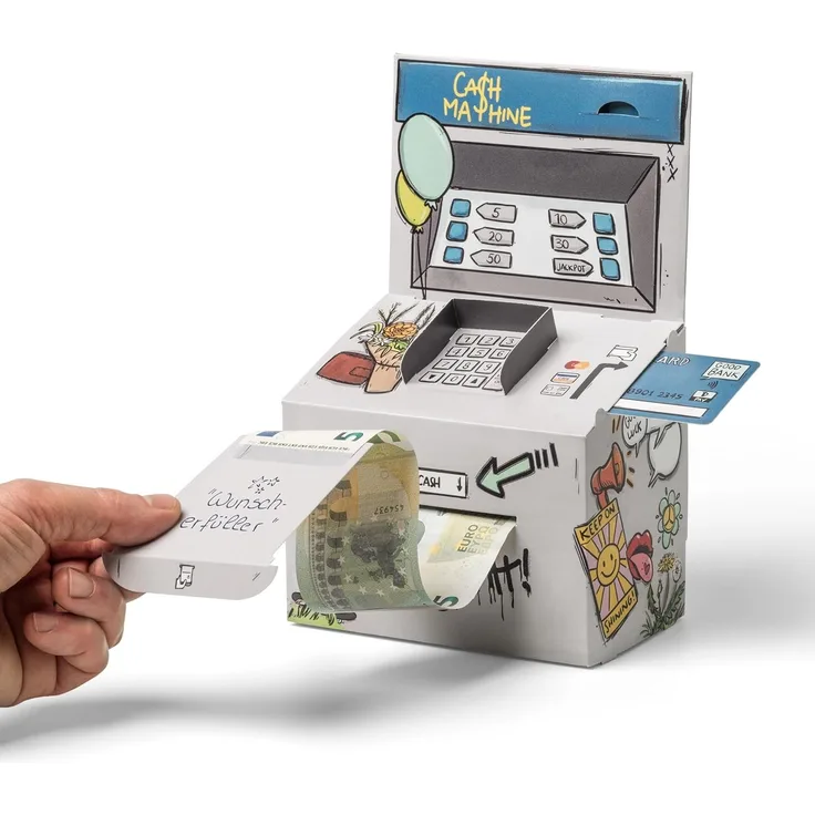 SURPRISA Geschenkbox Geld-O-Mat Geldgeschenk Verpackung – Kreatives DIY Geldautomat, für Geldgeschenke zum Geburtstag, Hochzeit & besondere Anlässe