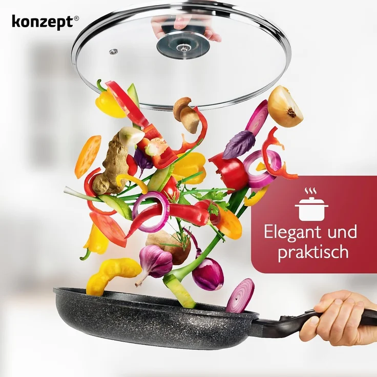 KONZEPT Topfdeckel Topfdeckel aus Glas Verschiedene Durchmesser, Ø 14 - 30 cm, Dampfauslass, spülmaschinengeeignet – Bild 2