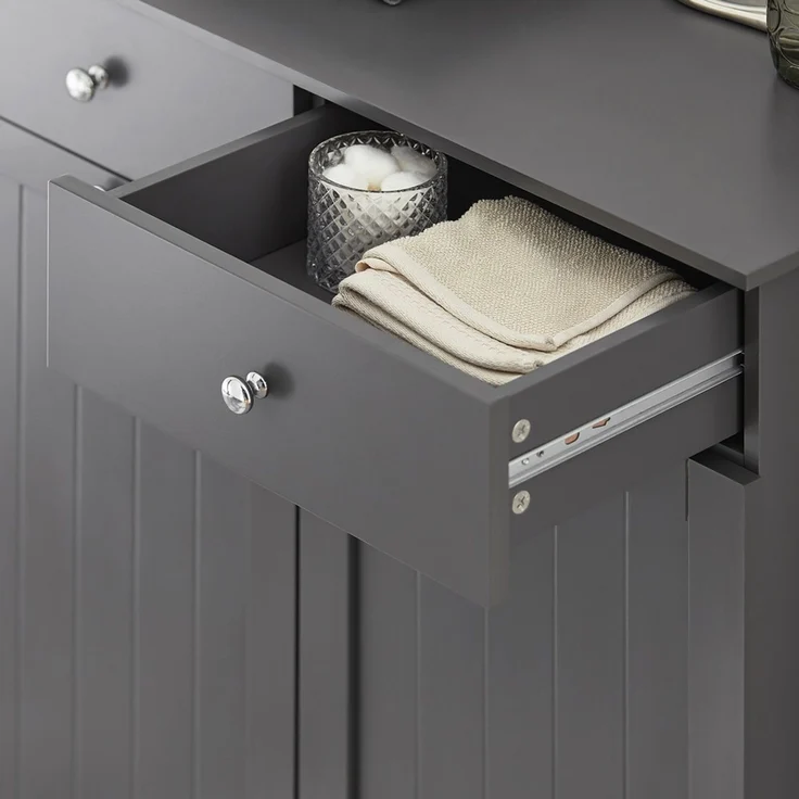 SoBuy BZR33-DG Wäscheschrank, MDF, Lackiert, Dunkelgrau, 78 x 91 x 37 cm – Bild 7