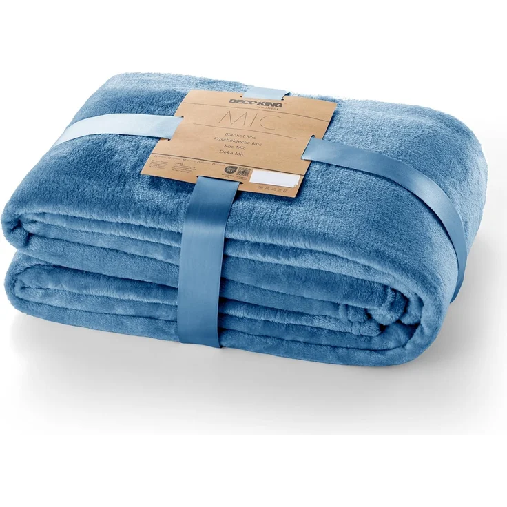 DecoKing Kuscheldecke 160x210 cm dunkelblau Decke Microfaser Tagesdecke Fleece weich sanft kuschelig marinenblau Navy Indigo Mic