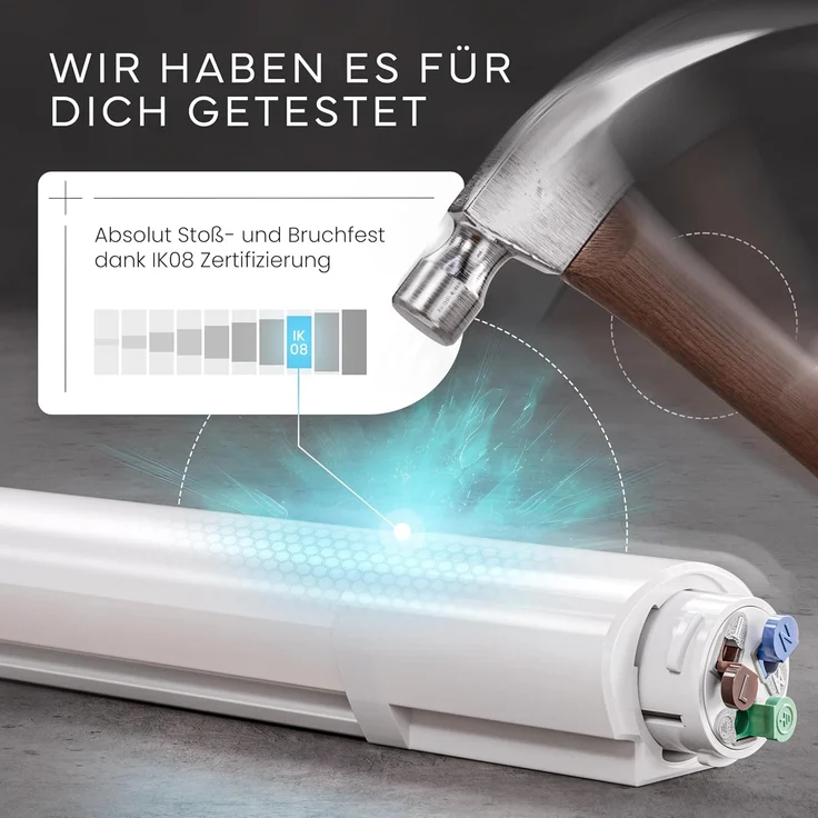 MATO 2x Feuchtraumleuchte LED 120cm - Wasserdicht IP65, 36W, 4320lm - 4000K Neutralweiß - Verknüpfbare Feuchtraumlampe - Wannenleuchte, Kellerleuchte, Garagenlampe, Werkstatt Deckenleuchte Lang – Bild 5