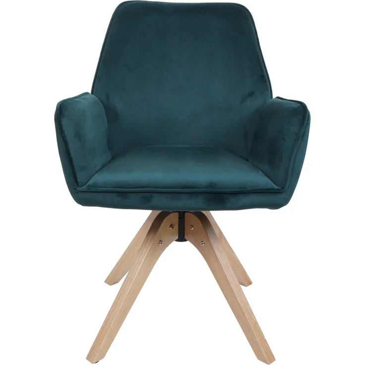 6er-Set Esszimmerstuhl HWC-G67, Esstischstuhl Küchenstuhl mit Armlehne, drehbar Holz Samt 320 g/m² MVG ~ grün – Bild 7