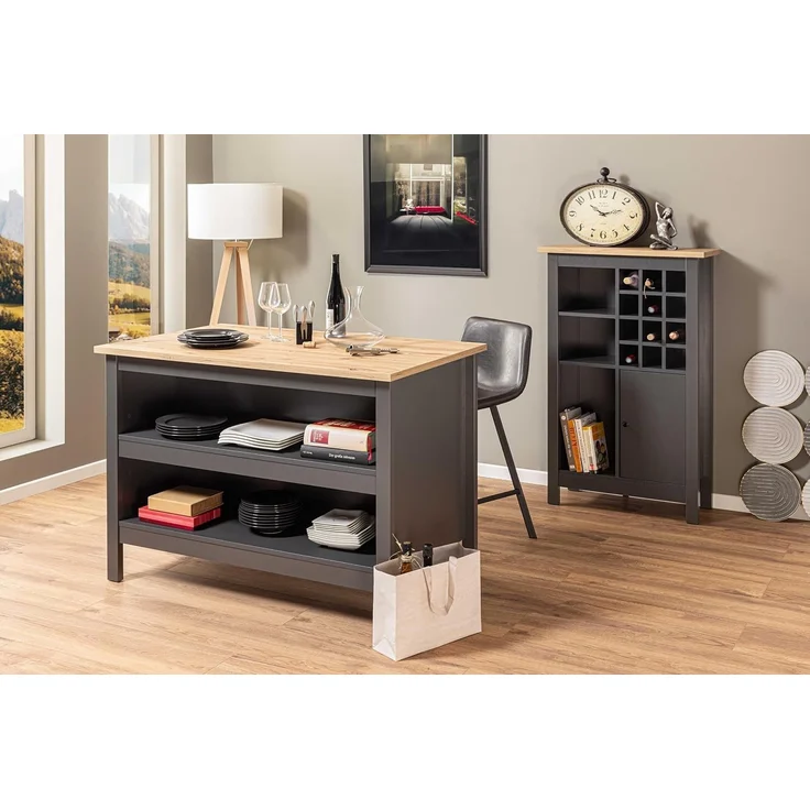 Interlink Weinschrank ROTTERDAM - Esszimmer & Wohnzimmer in Anthrazit-Artisan Eiche – Bild 2