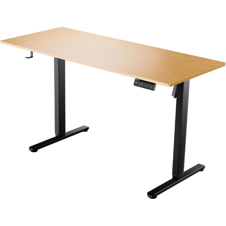 LUTIVO Foxtrot, Höhenverstellbarer Schreibtisch Elektrisch, Memory-Funktion und Kabelmanagement, 120 x 60 cm, Schwarz/Holz – Bild 1