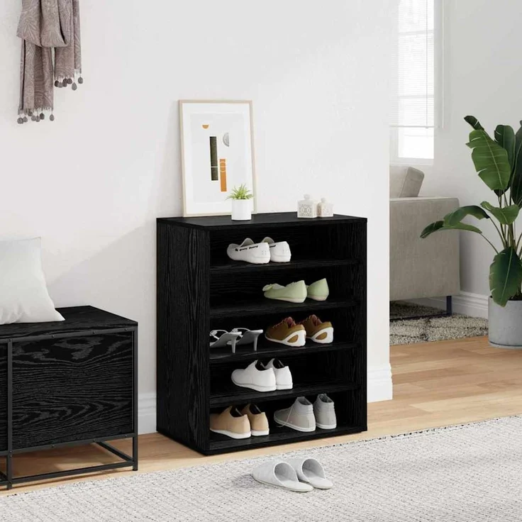 vidaXL Schuhschrank Schwarz Eichen-Optik 60 x 35 x 70 cm Holzwerkstoff 862683 – Bild 1