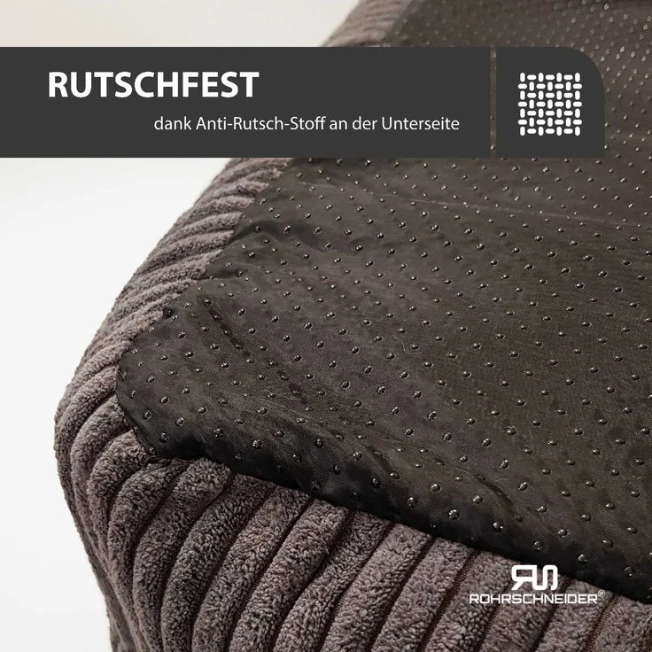ROHRSCHNEIDER Hundebett - Cord, Hundekorb, Tierbett, Wendekissen, Bezug waschbar, rutschfest Grau 15x70x49cm – Bild 5