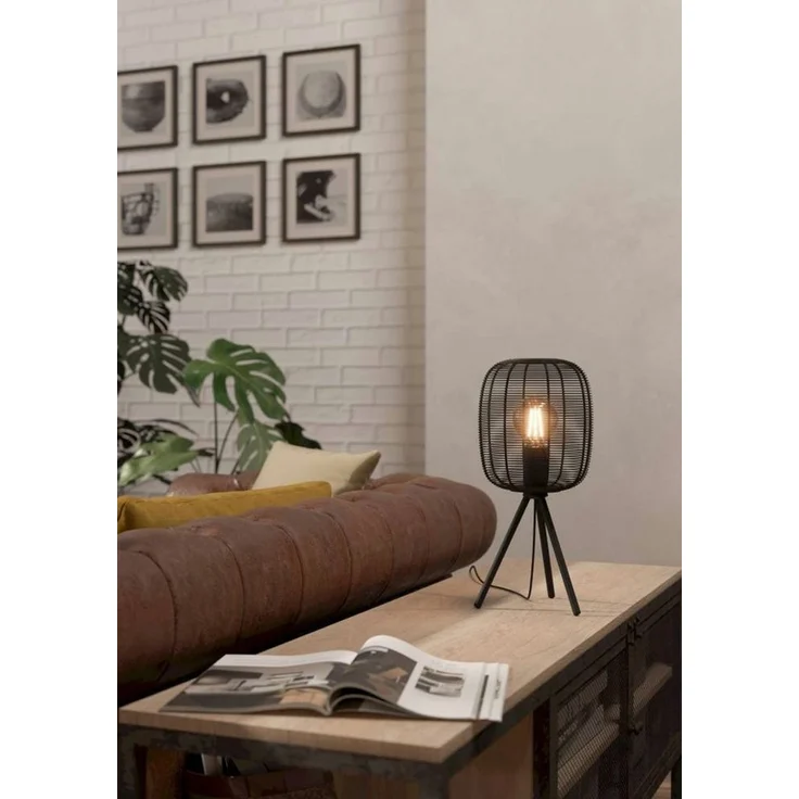 EGLO Tischleuchte RINROE Tischlampe,Stahl, E27, IP20, Wohnzimmerlampe, Flurlampe, Lampe, Ein-/Ausschalter, ohne Leuchtmittel, dreibeinige Nachttischlampe, Tischleuchte, Lampe mit E27 Fassung – Bild 5