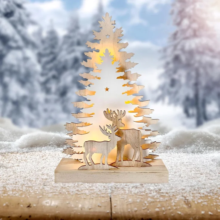 HTI-Living Rehe vor Baumsilhouette LED Weihnachsdeko – Bild 2
