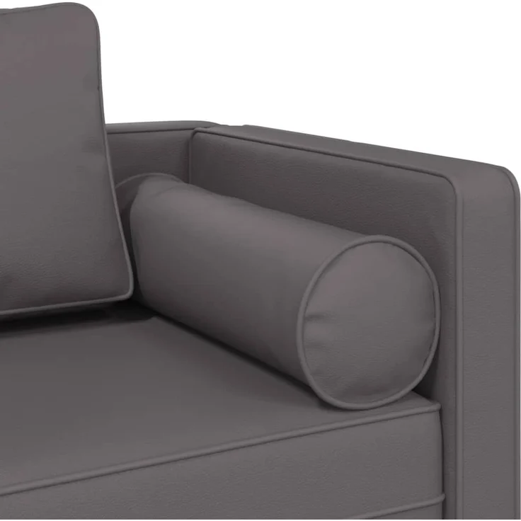vidaXL Chaiselongue mit Kissen Grau Kunstleder, 116,5 x 62 x 57,5 cm – Bild 5