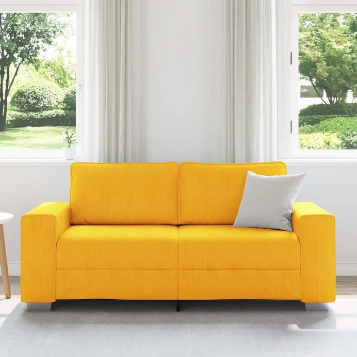 vidaXL Zweisitzer-Sofa Hellgelb 180x77x82 cm Cordstoff 4105205 – Bild 2