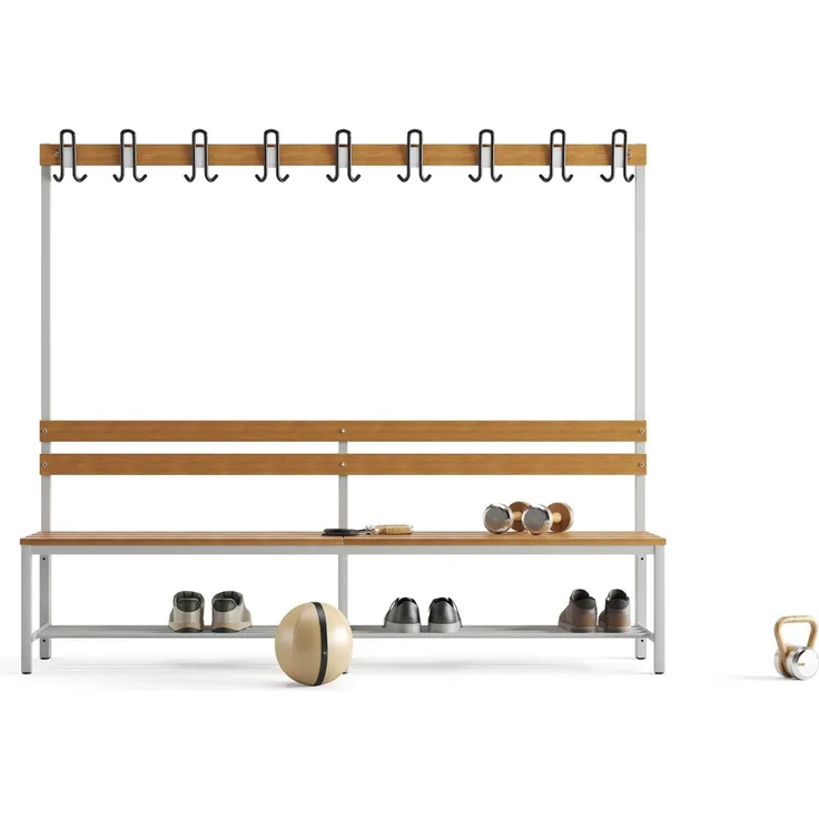 Garderobenbank einseitig mit Schuhrost 200 cm grau