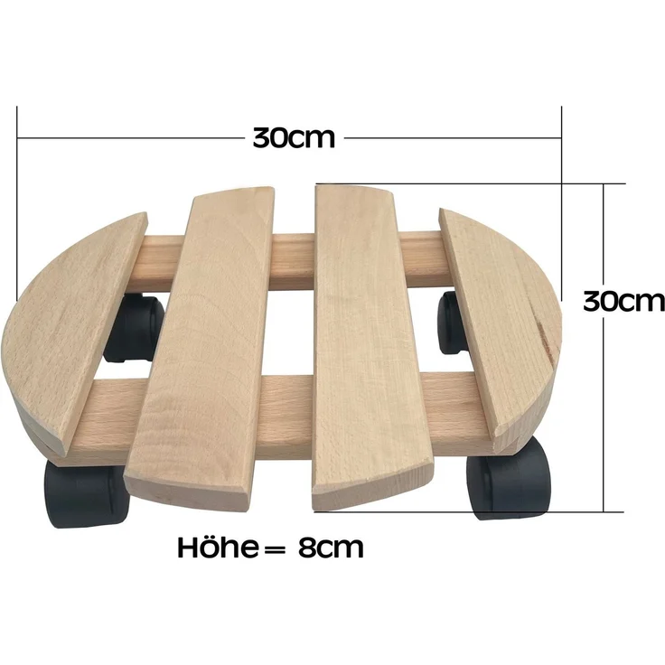 4x Rolluntersetzer rund Pflanzenroller 30x30 cm - max. 120 kg Traglast - aus Buchenholz - Stabil & robust - Für Pflanztöpfe, Möbel & schwere Gegenstände – Bild 8