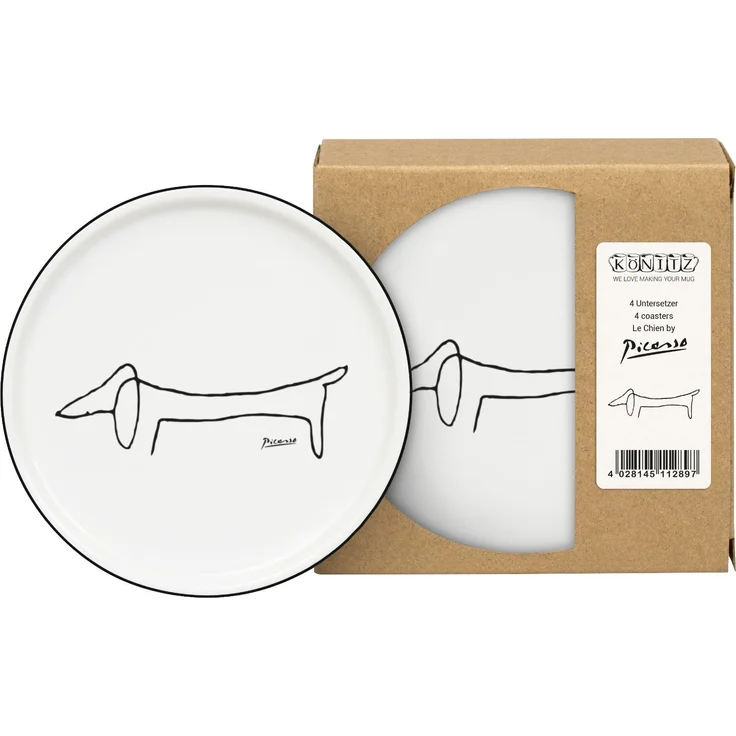 KÖNITZ 1150002770 4er Set Untersetzer im Geschenkkarton - Picasso - Le Chien (Der Hund) – Bild 2