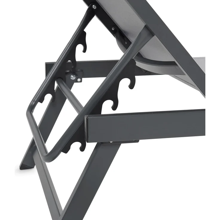 LECO Sonnenliege ELINA, Füße klappbar, 5-fach verstellbare Rückenlehne, Aluminiumgestell anthrazit, Kunststoffgewebe anthrazit, 192x60x96 cm – Bild 3