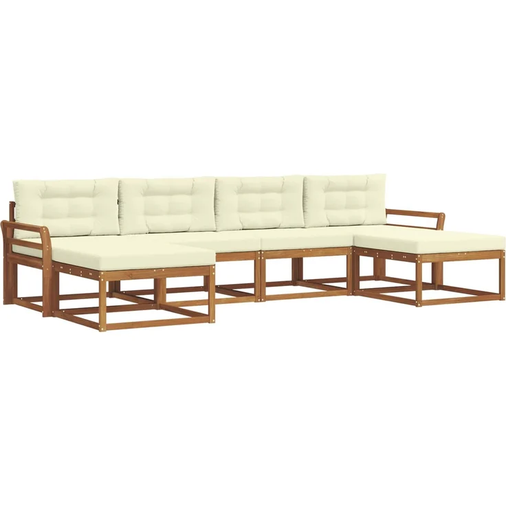 vidaXL Outdoor-Sofagarnitur 6 stk. 6-Sitzer Natur und Creme 3367963 – Bild 2