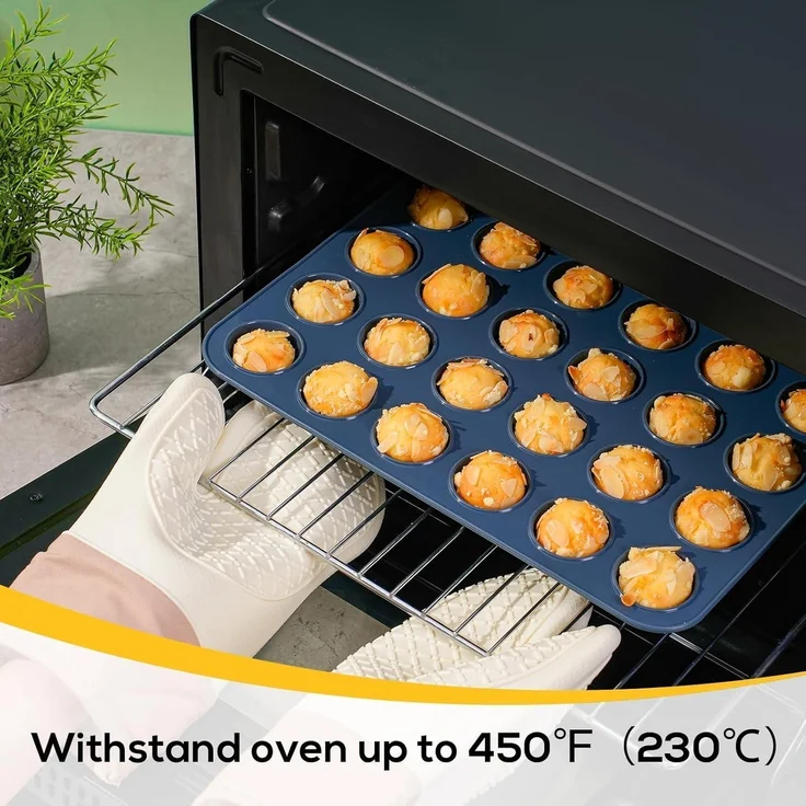 Silikon Muffinform für 24 Muffins Antihaft Backblech Grau 34x23x2,5cm – Bild 6