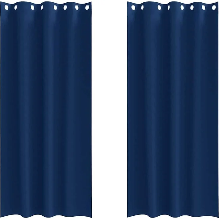 vidaXL Verdunkelungs-Vorhänge mit Ringen 2 stk. Dunkelblau Polyester 4107365 – Bild 1