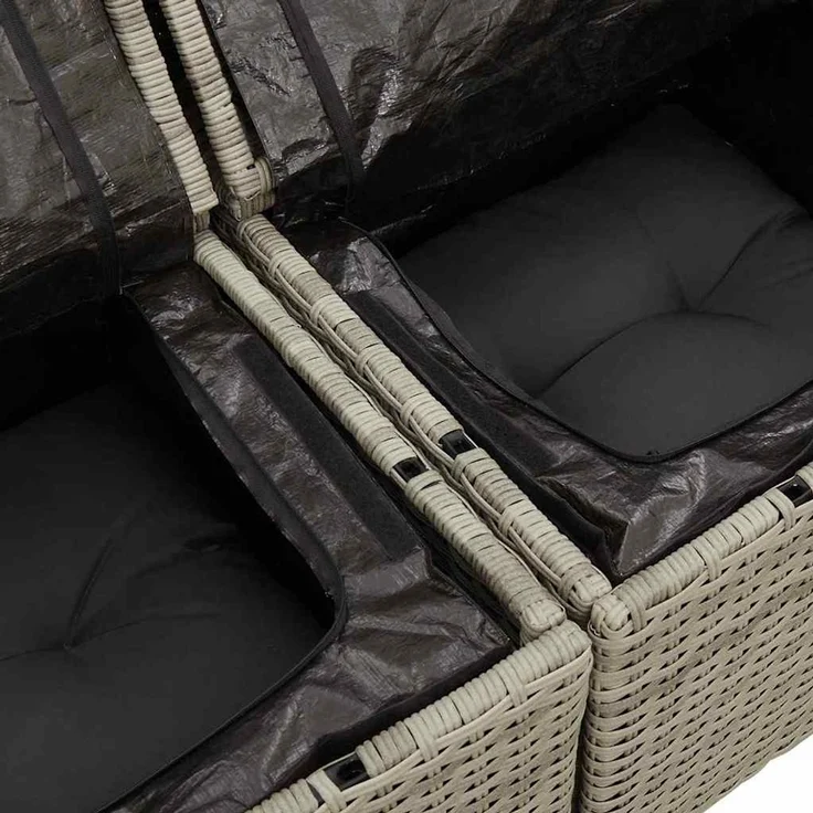 vidaXL Gartensofa-set mit Kissen mit Speicher 4 pcs Poly Rattan 3360183 – Bild 7
