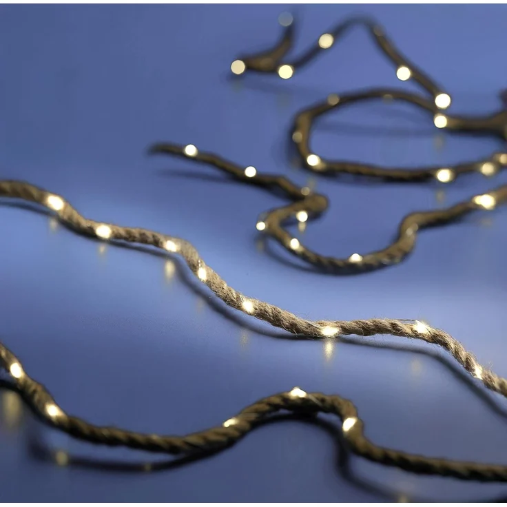 Spetebo LED-Lichterkette Tau mit Draht Lichterkette warm weiß mit Timer 400 cm, 60-flammig, Batterie betrieben – Bild 1