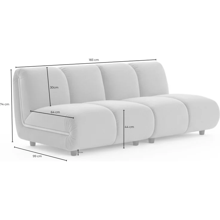 KAWOLA Modulsofa LAYLA 2-Sitzer 2 Module Velvet taupe 74 x 99 x 183 cm – Bild 9