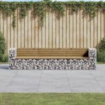 vidaXL Gartenbank aus Gabionen 287x71x65,5 cm Kiefernholz Imprägniert 3196253