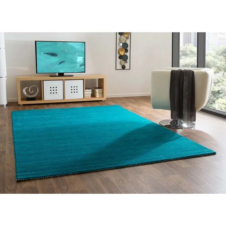 Gabbeh Teppich Nomade, Farbe: Türkis, Größe: 65x135 cm