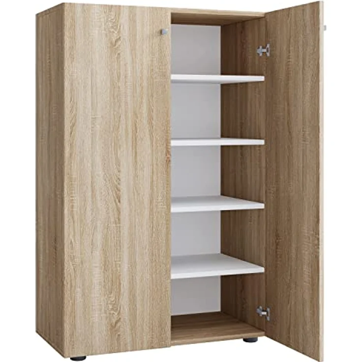 MID.YOU Schuhschrank Sonoma Eiche, Kunststoff, 4 Fächer, 70x110x39 cm, Drehtür, Garderobe, Schuhaufbewahrung – Bild 4