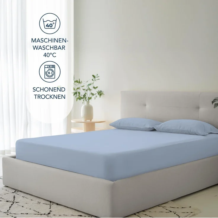 Dreamzie Spannbettlaken 150x190/200cm - 35 cm Tiefe Tasche - 100% Mikrofaser Bettlaken - Blau, Schadstoffgeprüft(Oeko TEX), Bettlaken mit Gummizug – Bild 5