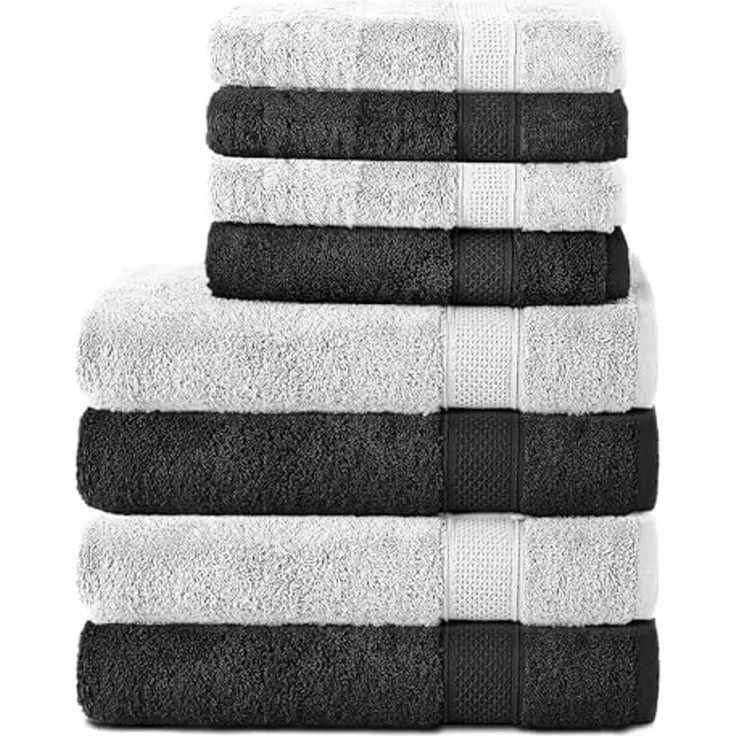 Komfortec Handtuch Set aus 100% Baumwolle, 4 Handtücher 50x100 cm und 4 Badetücher 70x140 cm, Frottee (Packung, 8-St), Duschtücher & Badehandtuch, Weich, Towel, Groß – Bild 1