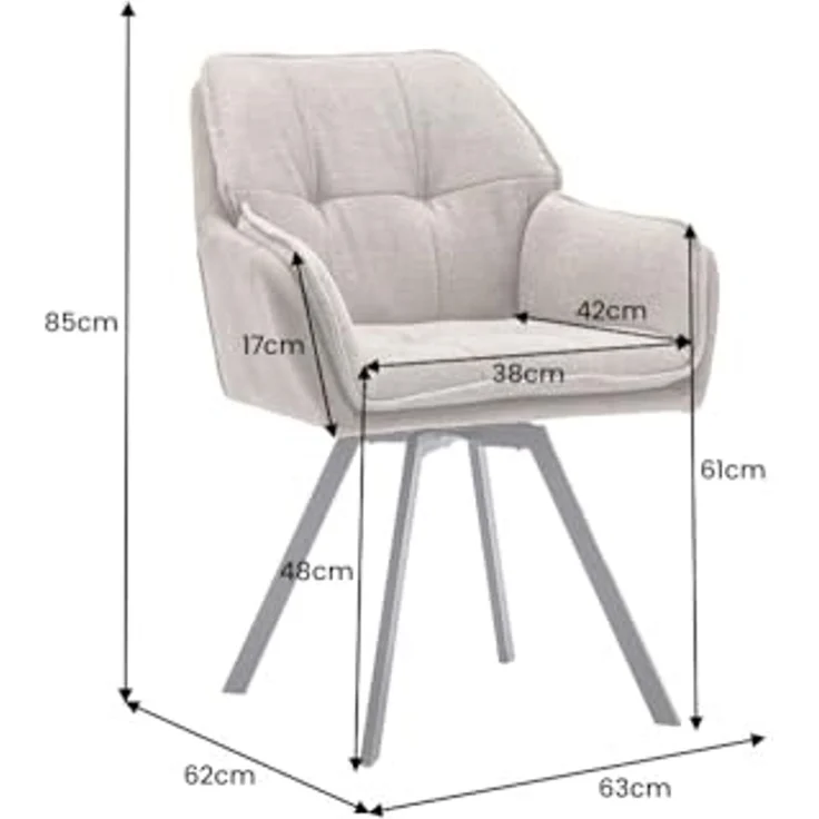 riess-ambiente Armlehnstuhl MR. LOUNGER vintage taupe (Einzelartikel, 1 St), Esszimmer · Microfaser · Metall · 180° drehbar · Retro Design – Bild 3