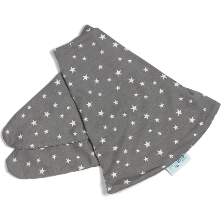 pic Bear Stillmond Bezug Jersey-Baumwolle 120x27 cm (Sterne grau-weiß) | OEKO-TEX STANDARD 100 zertifiziert und mit verstecktem Reißverschluss als praktischer Wechselbezug für Still- und Lesekissen