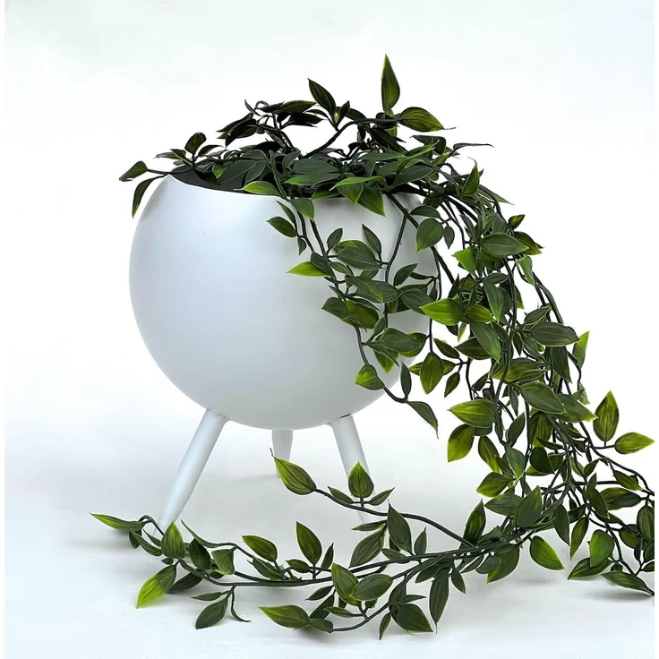 DanDiBo Blumenhocker Metall mit Topf Weiß 23 cm Blumenständer 96259 M Blumensäule Modern Pflanzenständer Pflanzenhocker – Bild 3