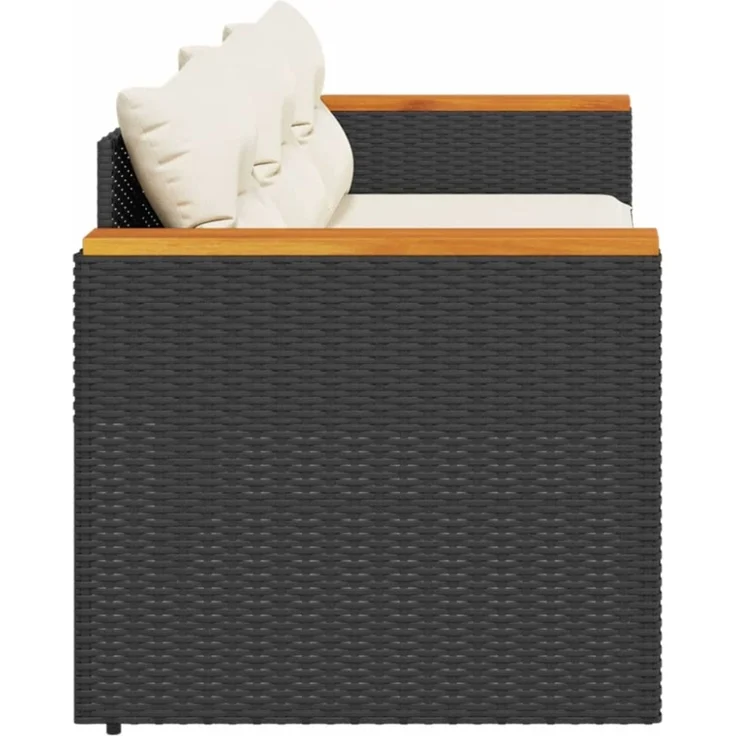 vidaXL Gartensofa mit Kissen 3-Sitzer Schwarz Poly Rattan 365829 – Bild 5