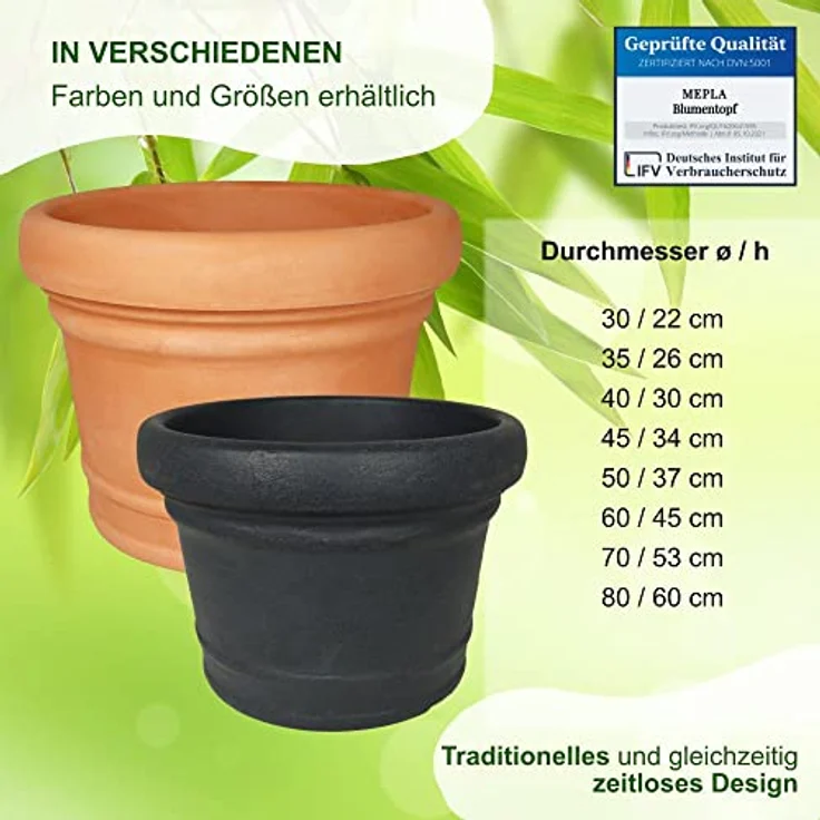 Heimwerkercenter Pflanzkübel MePla Blumentopf Pflanzkübel Monza ø30 cm, Terra, frostfester Kunstoff – Bild 6